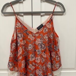 Astr Orange Floral Sleeveless Camisole